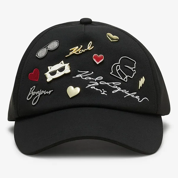 Mũ Karl Lagerfeld Cate Pins Charms Baseball Cap Màu Đen