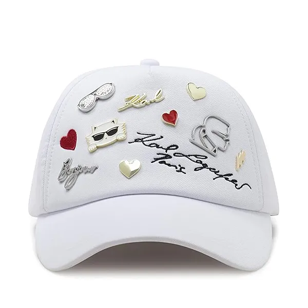Mũ Nữ Karl Lagerfeld Cate Pins Charms Baseball Cap Màu Trắng