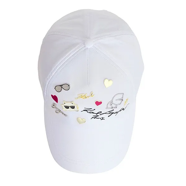 Mũ Nữ Karl Lagerfeld Cate Pins Charms Baseball Cap Màu Trắng