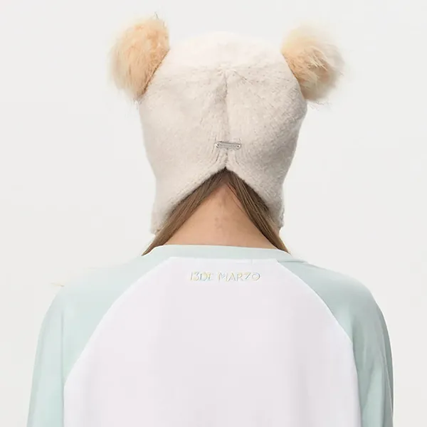 Mũ Len 13 De Marzo Bear Ear Color Lace Beanie White Màu Trắng Kem - Mũ nón - Vua Hàng Hiệu