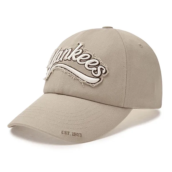 Mũ MLB Varsity Vintage Cursive Damage Unstructured Ball Cap 3ACPV015N-50BGM Màu Trắng Kem - Mũ nón - Vua Hàng Hiệu