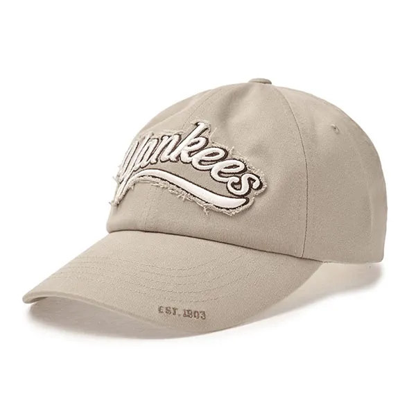 Mũ MLB Varsity Vintage Cursive Damage Unstructured Ball Cap 3ACPV015N-50BGM Màu Trắng Kem - Mũ nón - Vua Hàng Hiệu