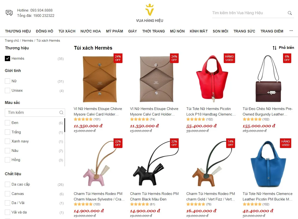 Mua Túi Xách Hermès Chính Hãng Tại Vua Hàng Hiệu