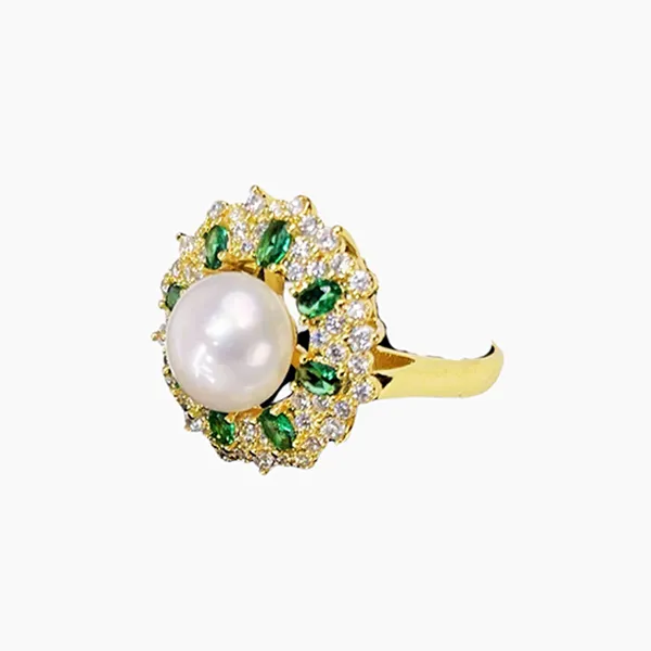 Nhẫn Nữ Kya Jewel Golden Pearl Elegance PR28 Màu Vàng Xanh - Trang sức - Vua Hàng Hiệu