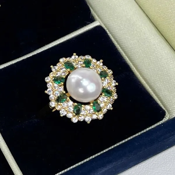 Nhẫn Nữ Kya Jewel Golden Pearl Elegance PR28 Màu Vàng Xanh - Trang sức - Vua Hàng Hiệu