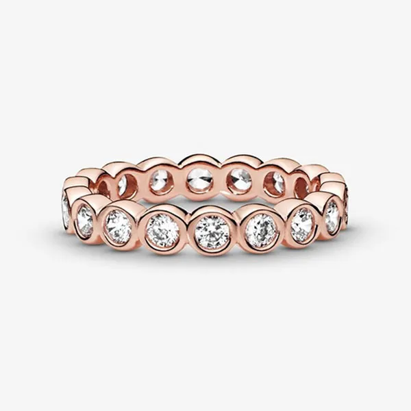 Nhẫn Nữ Pandora Band Of Stones Ring 180942CZ Màu Vàng Hồng Size 54