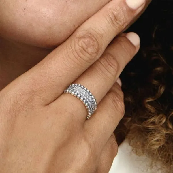 Nhẫn Nữ Pandora Beaded Pavé Band Ring 198676C01 Màu Bạc Size 52