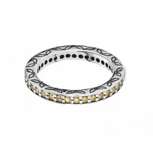Nhẫn Nữ Pandora Ring With Amber Zircons 190618CZM Màu Bạc Vàng Size 50 - Trang sức - Vua Hàng Hiệu