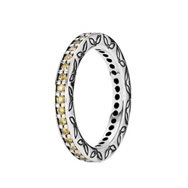 Nhẫn Nữ Pandora Ring With Amber Zircons 190618CZM Màu Bạc Vàng Size 50 - Trang sức - Vua Hàng Hiệu