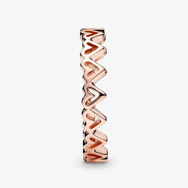 Nhẫn Nữ Pandora Rose Freehand Hearts Joia Anel Mulher 188696C00 Màu Vàng Hồng Size 54