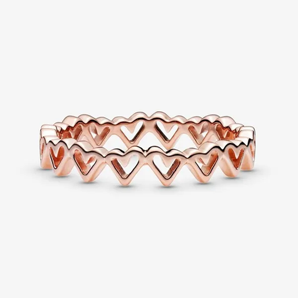 Nhẫn Nữ Pandora Rose Freehand Hearts Joia Anel Mulher 188696C00 Màu Vàng Hồng Size 54