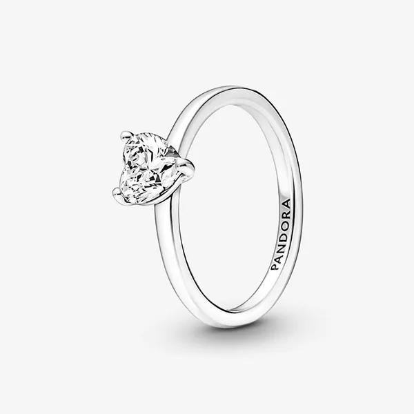 Nhẫn Nữ Pandora Sparkling Heart Solitaire Ring With Clear Zirconia 191165C01 Màu Bạc Size 52