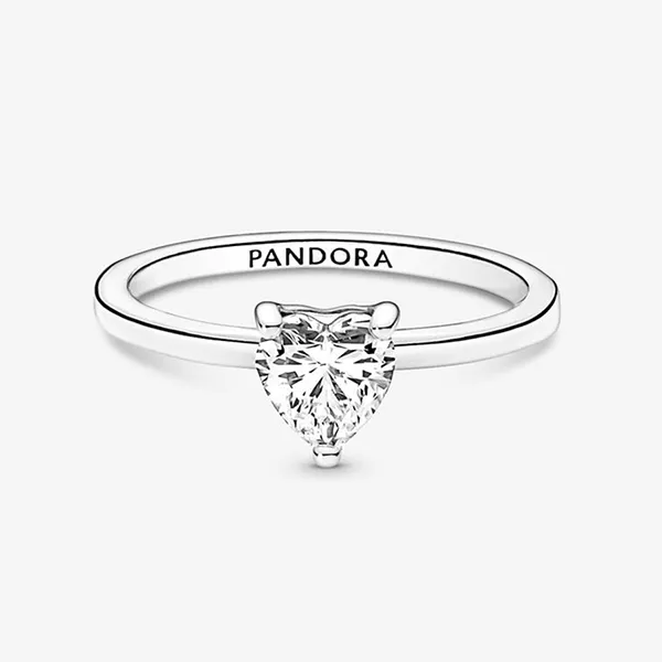 Nhẫn Nữ Pandora Sparkling Heart Solitaire Ring With Clear Zirconia 191165C01 Màu Bạc Size 52