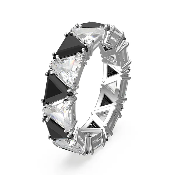 Nhẫn Nữ Swarovski Matrix Cocktail Ring Triangle Cut, Black, Rhodium Plated 5620673 Màu Đen Trắng Size 50