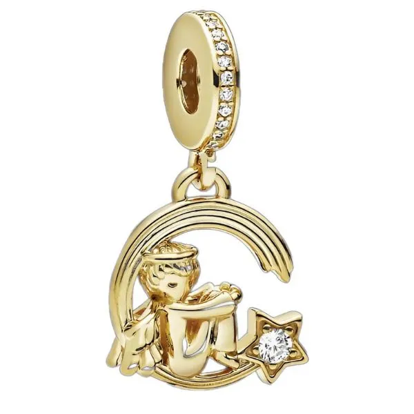 Hạt Vòng Charm Pandora Shine Angel and Shooting Star Dangle Charm 768483C01 Màu Vàng Gold C_QP - Trang sức - Vua Hàng Hiệu