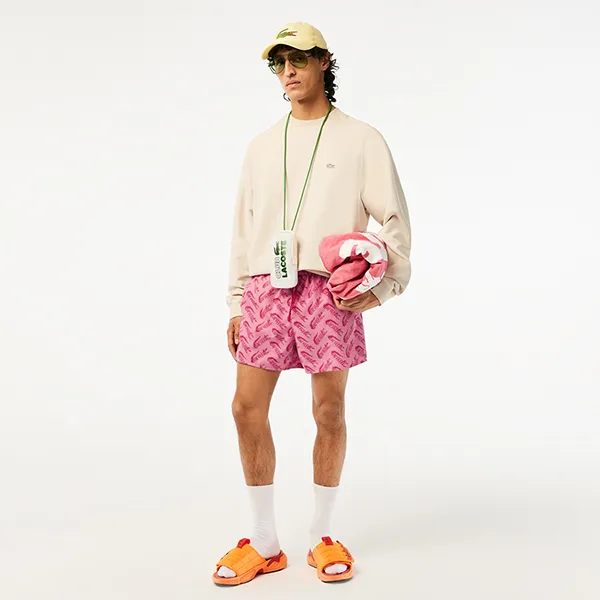 Quần Bơi Nam Lacoste Men's Printed Trunks Swim Shorts MH5635 - AY1 Màu Hồng Size S - Thời trang - Vua Hàng Hiệu