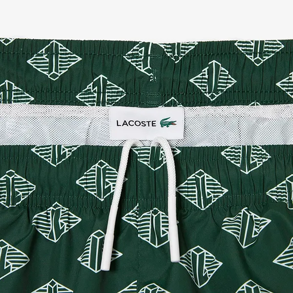 Quần Bơi Nam Lacoste Men's Two-Tone Monogram Print Swimming Trunks MH5641 - YRR Màu Xanh Lá Size S - Thời trang - Vua Hàng Hiệu