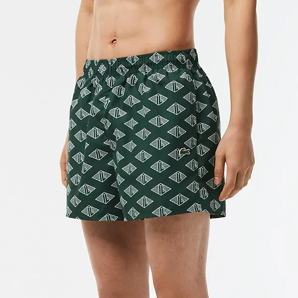 Quần Bơi Nam Lacoste Men's Two-Tone Monogram Print Swimming Trunks MH5641 - YRR Màu Xanh Lá Size S - Thời trang - Vua Hàng Hiệu