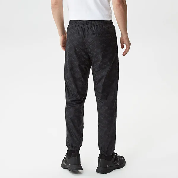 Quần Gió Nam Lacoste Men's Regular Fit Monogram Black Sweatpants XH5451 - 031 Màu Đen Size S
