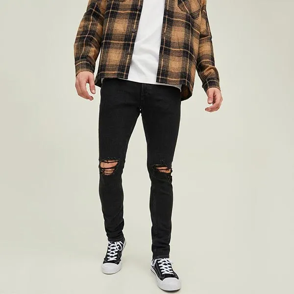 Quần Jean Nam Jack & Jones Liam Slim Fit Ripped Màu Đen Size 30 - Thời trang - Vua Hàng Hiệu