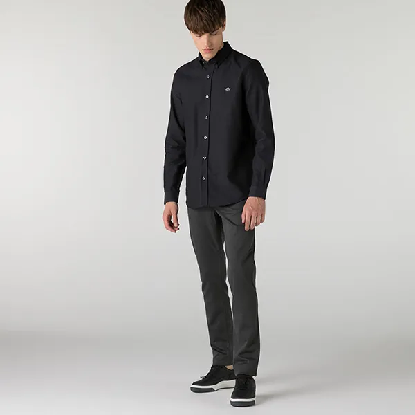 Quần Kaki Nam Lacoste Men's Slim Fit Trousers HH2206 - 06A Màu Xám Đậm Size 32