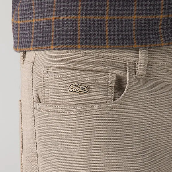 Quần Kaki Nam Lacoste Men's Slim Fit Trousers HH2206 - 06B Màu Nâu Nhạt Size 30