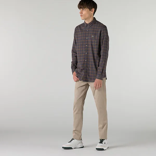 Quần Kaki Nam Lacoste Men's Slim Fit Trousers HH2206 - 06B Màu Nâu Nhạt Size 30