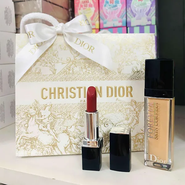 Set 2 Món Son Dior 720 Icone Satin + Kem Che Khuyết Điểm Dior Forever Skin Correct Tone 2N (Kèm Túi)