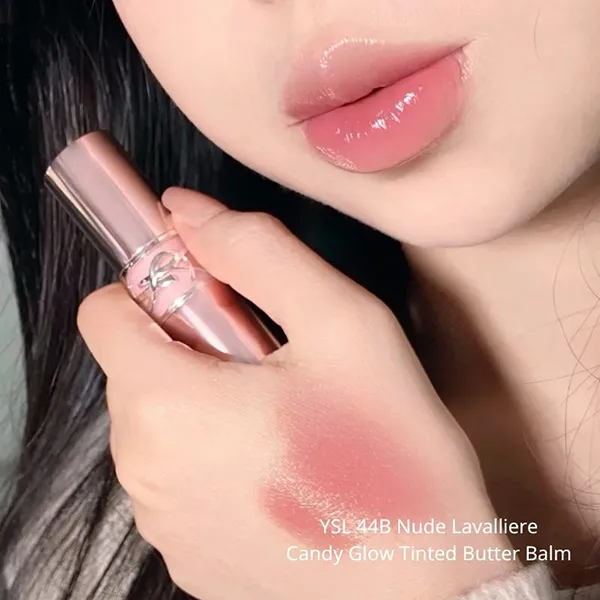 Set 2 Son Dưỡng Yves Saint Laurent YSL Candy Glow (YSL 44B Nude Lavalliere + 1B Pink Sunrise) - Son Môi - Vua Hàng Hiệu