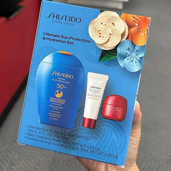 Set Kem Chống Nắng Shiseido Ultimate Sun Protection SPF 50+ Và Sữa Rửa Mặt Deep Cleansing Foam & Essential Energy Hydrating Cream 3 Món - Mỹ phẩm - Vua Hàng Hiệu