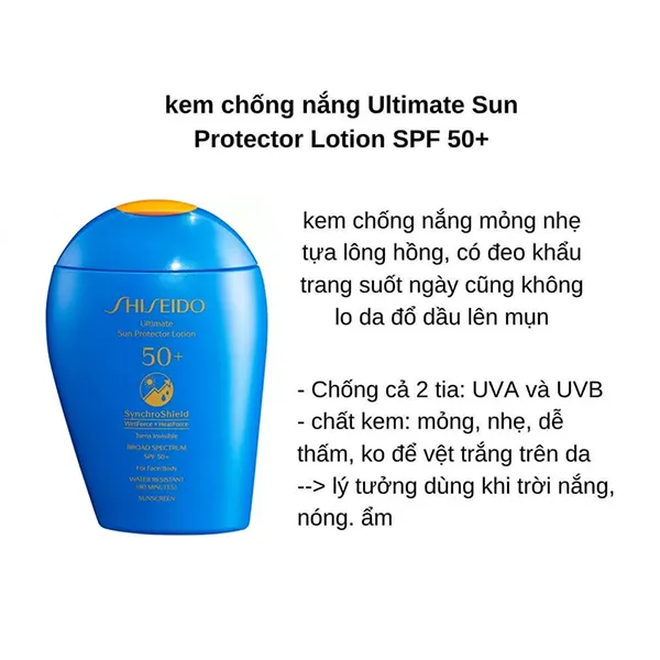 Set Kem Chống Nắng Shiseido Ultimate Sun Protection SPF 50+ Và Sữa Rửa Mặt Deep Cleansing Foam & Essential Energy Hydrating Cream 3 Món - Mỹ phẩm - Vua Hàng Hiệu