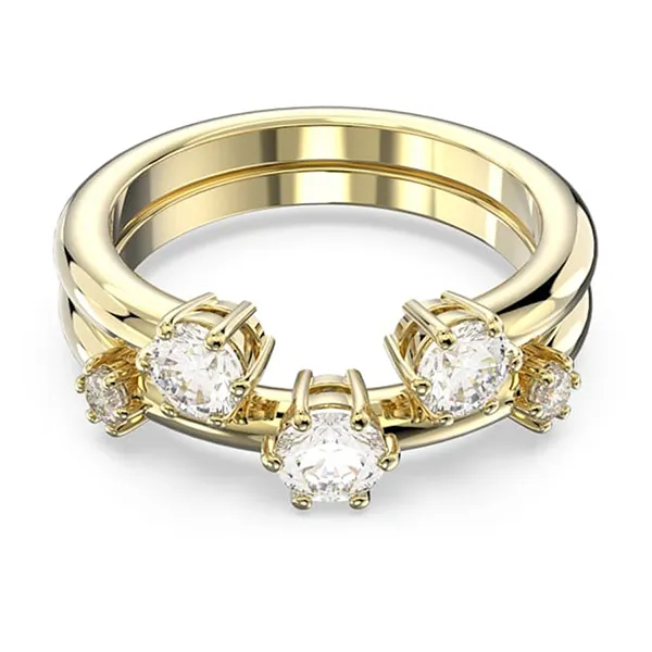 Set Nhẫn Nữ Swarovski Round Cut White Gold Tone Plated Constella Ring 5640967 Màu Vàng Size 50