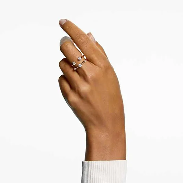 Set Nhẫn Nữ Swarovski Round Cut White Gold Tone Plated Constella Ring 5640967 Màu Vàng Size 50
