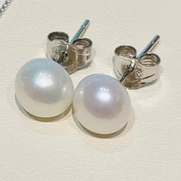 Set Vòng Cổ, Vòng Tay, Khuyên Tai Minh Hà Pearl Jewelry Ngọc Trai Phối Đá Màu Trắng Xanh Size 8mm