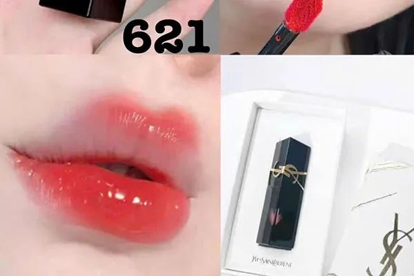 Son Kem YSL The Inks Vinyl Cream 621 Red Adoration Màu Đỏ Cam