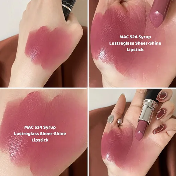 Son MAC Lustreglass Sheer-Shine Lipstick 524 Syrup Màu Hồng Hoa Cà - Son Môi - Vua Hàng Hiệu