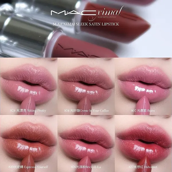 Son MAC Ximal Sleek Satin Lipstick 824 Sitting Pretty Màu Hồng Đào - Son Môi - Vua Hàng Hiệu