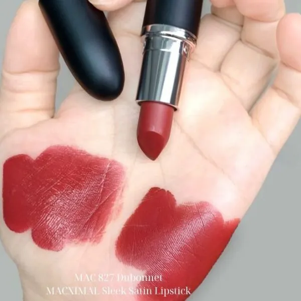 Son MAC Ximal Sleek Satin Lipstick 827 Dubonnet Màu Đỏ Mận