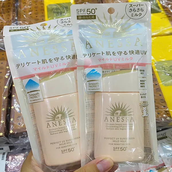 Sữa Chống Nắng Cho Da Nhạy Cảm Anessa Perfect UV Sunscreen Mild Milk SPF50+/PA++++ 60ml - Kem chống nắng - Vua Hàng Hiệu