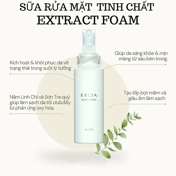 Sữa Rửa Mặt Dạng Tinh Chất Dưỡng Trắng & Ngừa Lão Hóa Albion Extract Foam 150ml