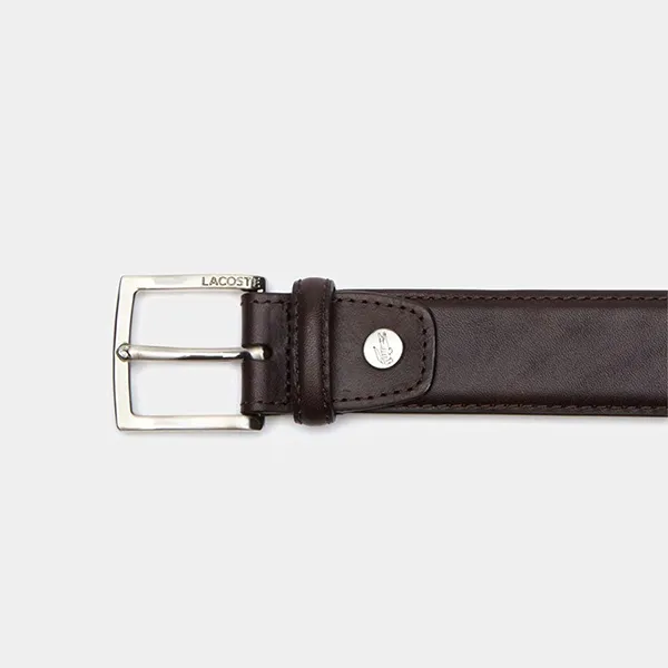 Thắt Lưng Nam Lacoste Men's Engraved Tongue Buckle Leather Belt RC1694 Màu Nâu Đậm Size 110 - Thắt lưng - Vua Hàng Hiệu