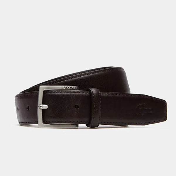 Thắt Lưng Nam Lacoste Men's Engraved Tongue Buckle Leather Belt RC1694 Màu Nâu Đậm Size 110 - Thắt lưng - Vua Hàng Hiệu