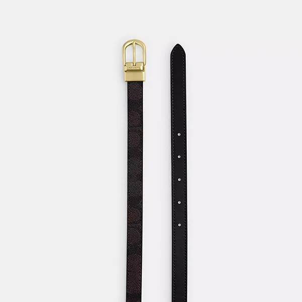 Thắt Lưng Nữ Coach Classic Buckle Cut To Size Reversible Belt 18mm Canvas CX058 Gold/Walnut/Black Màu Nâu Đen - Thắt lưng - Vua Hàng Hiệu