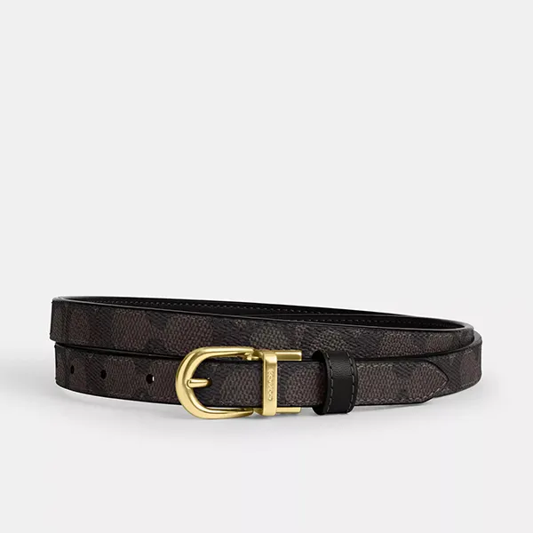 Thắt Lưng Nữ Coach Classic Buckle Cut To Size Reversible Belt 18mm Canvas CX058 Gold/Walnut/Black Màu Nâu Đen - Thắt lưng - Vua Hàng Hiệu