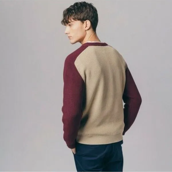 Áo Len Nam Lacoste Raglan Sleeve Hybrid AH146EL - ZS1 Màu Be Đỏ Size 4