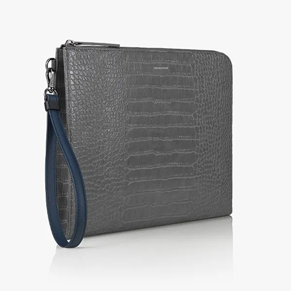 Túi Cầm Tay Nam Find Kapoor Clutch 32 Croco Gray Màu Xám