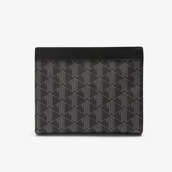 Túi Cầm Tay Nam Lacoste The Blend Zippered Monogram Canvas Clutch L NH3718LX Màu Đen L