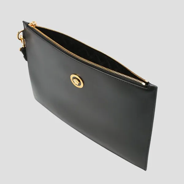 Túi Cầm Tay Nam Versace Large Pouch Calf Leather Clutch Bag 1010525 1A02150 1B00V Màu Đen