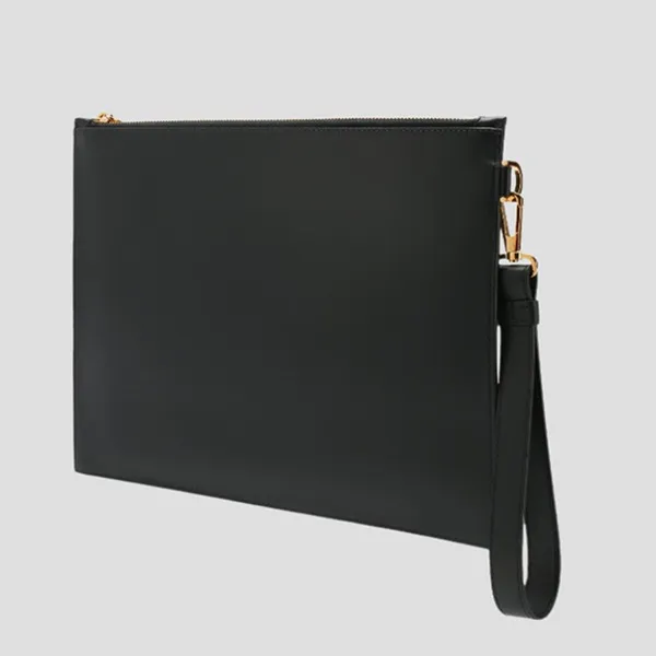 Túi Cầm Tay Nam Versace Large Pouch Calf Leather Clutch Bag 1010525 1A02150 1B00V Màu Đen
