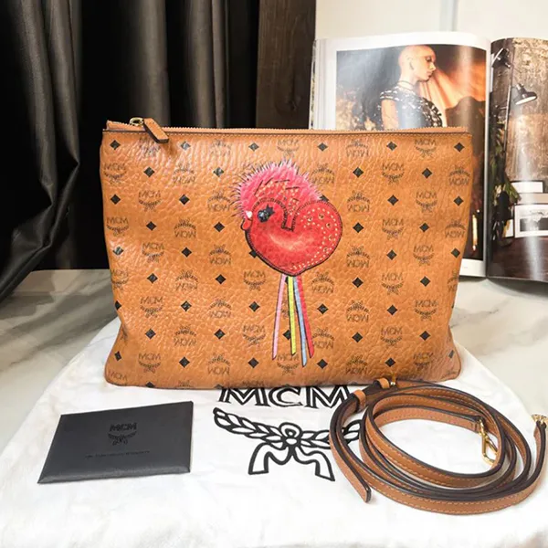 Túi Cầm Tay Unisex MCM Sling Bag Brown With Visetos Canvas And Gold Hardware Màu Nâu - Túi xách - Vua Hàng Hiệu